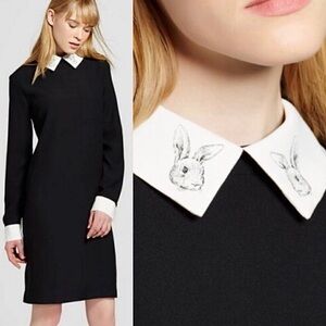 🏷️ New with tags Victoria Beckham black white collar rabbit bunny dress XS